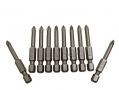 US PRO Professional 10 Piece PZ1 x 50mm Ribbed Pozi Bits US0074 *Out of Stock*